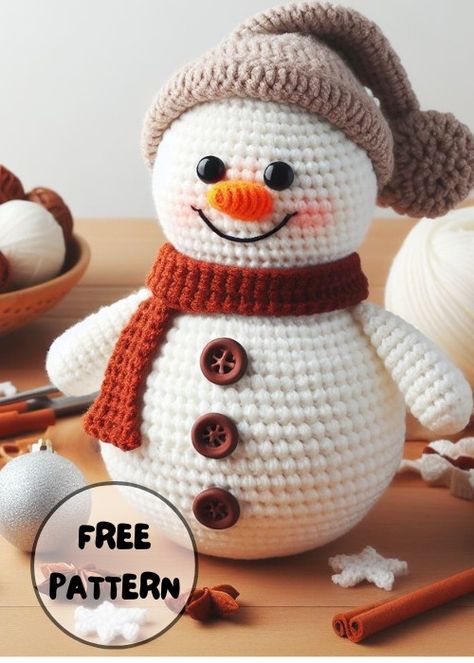 Free Crochet Snowman Winter Amigurumi Pattern Natal, Free Crochet Christmas Amigurumi, Crochet Christmas Snowman Free Pattern, Free Snowman Knitting Patterns, Amigurumi Free Pattern Snowman, Easy Crochet Snowman, Snowman Free Crochet Pattern, Crochet Snow Man, Small Crochet Snowman