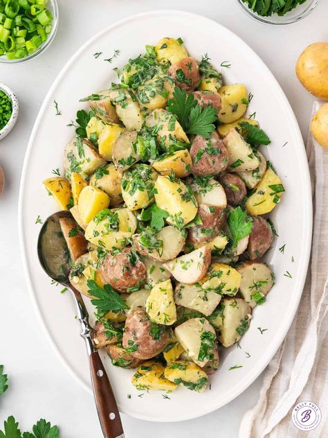 French Potato Salad Herbed Potato Salad, Rice Types, Types Of Potatoes, Starchy Foods, Fresh Chives, Red Potatoes, Vegan Condiments, Digestive Health, Fresh Herbs