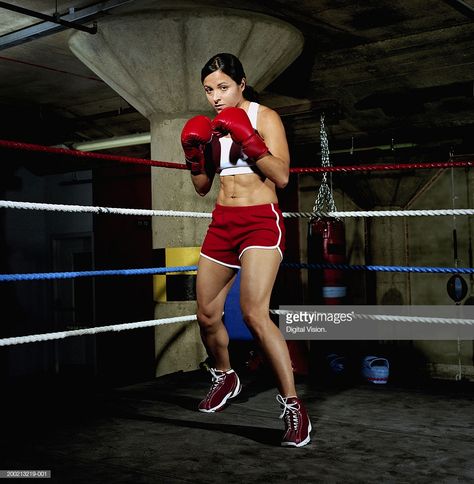 Stock Photo : Young female boxer in ring, gloves raised, portrait Boxing Poses, Female Boxer, Female Boxing, Female Boxers, Red Gloves, Women Boxing, Be The Boss, Young Female, Free Stock Photos Image