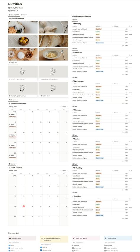 Free Notion Templates Notion Calendar Template, Notion Template Planner, Nutrition Template, Notion Calendar, Notion Template Aesthetic, Notion Meal Planner, Notion Ideas, Notion Aesthetic, Student Dashboard