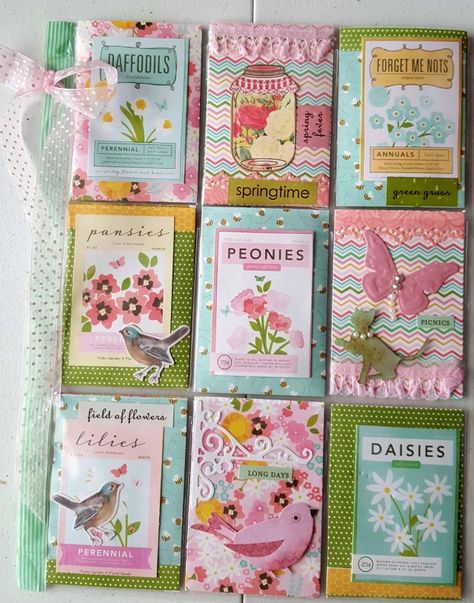 Spring Pocket Letter  by Glenda "Ilovepapillons" Project Life Cards, Pocket Letters Ideas, Pocket Letters Printables, Scrapbook Paper Flowers, Loaded Envelopes, Shadow Box Memory, Pocket Letter Pals, Pocket Pal, Pocket Envelopes