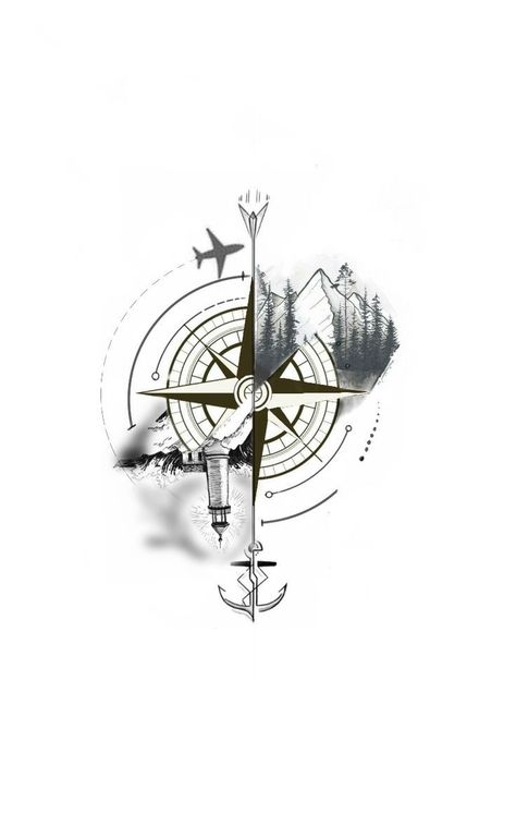 Men Compass Tattoo Ideas Arm, Men Travel Tattoo, Travel Tattoo Men Adventure, Travelling Tattoos Men, Compas Tattoo Designs Men, Carabiner Tattoo, Writing Tattoos For Men, Travel Tattoo Men, Tattoo Design Arm