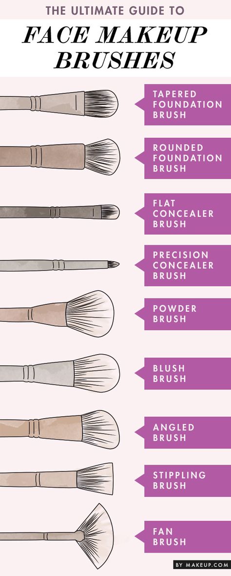 There's nothing better than getting a fresh, new makeup brush. Pristinely clean and those soft bristles…swoon. The options are plentiful, so it's important to know which brushes you need and for what! Follow our simple guide as we break down makeup brushes. Makati City, Kuas Makeup, Bentuk Alis, Brush Guide, Makeup Brushes Guide, Makeup Tip, Face Makeup Brush, Smink Inspiration, Health Guru