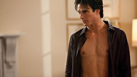 An Official Ranking Of Damon Salvatore's Shirtless Scenes On 'The Vampire Diaries' Damon Salvatore, Ian Somerhalder, The Vampire Diaries, Tabby Shoulder Bag, Make Out Session, Best Friends Brother, Ripped Shirts, Beautiful Blue Eyes, Anime Couples Manga