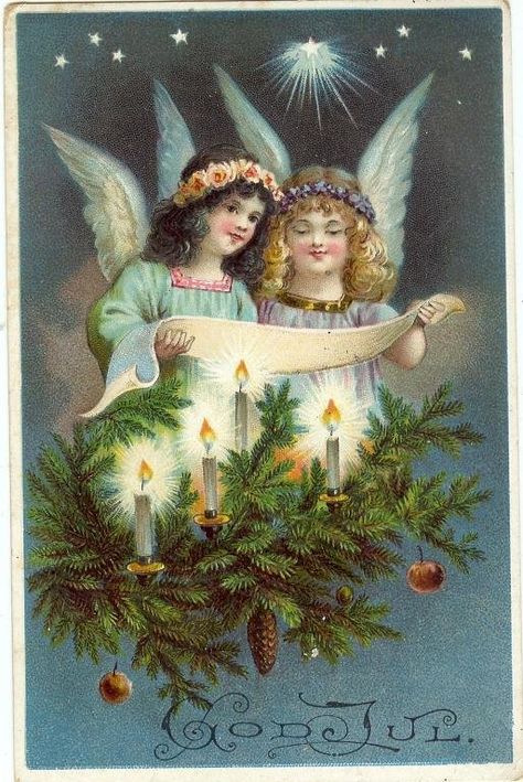Christmas Trees, Christmas Cards, Lighting Tree, Blue Lighting, God Jul, Christmas Angels, Beautiful Christmas, Santa Claus, Merry Christmas