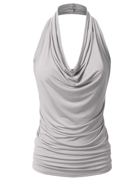 PRICES MAY VARY. Casual Sleeveless Stretchy Halter Neck Draped Front Sexy Backless Low Cut Tank Top Features Halter Neckline, Lightweight, Sleeveless, Draped Front, Open Back. Various Color Choices and Plus Size Available Super Comfortable to Wear, Unique Style, Make You More Beautiful, Sexy and Elegant ** Please check the size chart provided from us to ensure your order ** Due to monitor settings and pixel definition, we cannot guarantee the color that you see will be exact from the actual colo Draping Top, Low Cut Tank Tops, Chiffon Cami Tops, Backless Tank Top, Draped Top, Backless Top, Clothing Details, Suit Style, Sleeveless Tank Top