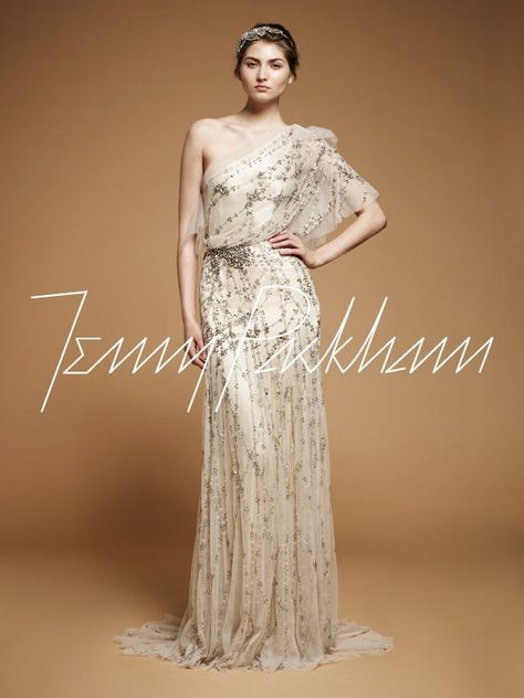 20s Grecian Wedding Dress || Jenny Packham Iris Art Deco Wedding Gown, Beige Wedding Dress, Jenny Packham Wedding Dresses, Jenny Packham Bridal, Whimsical Dress, Glamour Vintage, Fairy Tale Wedding Dress, Gold Wedding Dress, Bridal Fashion Week