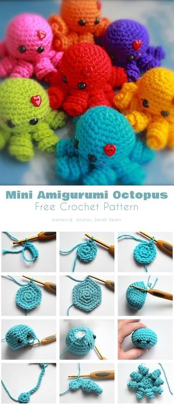 Amigurumi Patterns, Octopus Crochet Pattern Free, Mini Octopus, Octopus Amigurumi, Octopus Crochet Pattern, Crochet Toys Free Patterns, Easy Crochet Animals, Crochet Toys Free, Crochet Octopus