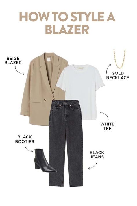 How to Style Blazer Outfits Beige Blazer Outfits Women, Cream Blazer Outfit, Beige Blazer Outfit, Blazer Outfits Women, Trip Fits, Style A Blazer, Outfits With Jeans, Portugal Trip, Blazer Outfits Casual