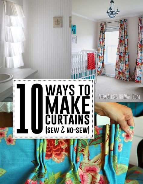 10 great DIY curtain tutorials! Sew or NO-sew! Sew Curtains, Curtain Tutorial, Diy Curtain, No Sew Curtains, Costura Diy, How To Make Curtains, Diy Curtains, No Sew, Fabric Projects