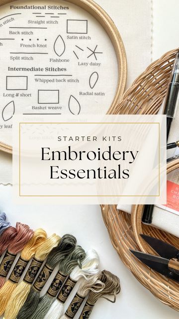 Embroidery Starter Kit, Travel Embroidery Kit, Embroidery Essentials, Erasable Pen, Embroidery Workshop, New Embroidery, Stitch Sampler, Dmc Embroidery, Embroidery Hoops