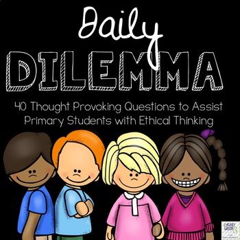 Are you looking to give your students a way to reflect upon and voice their opinions when it comes to moral or ethical dilemmas?  Are you an ethics or religious education teacher looking a way to evaluate your student's ability to reflect upon moral and ethical situations?


Daily Dilemmas can be used every day, once a week, or several times a week.  Each Daily Dilemma has a place for your students to visualize their thinking as well as another place to write what they would do if they were in that certain situation.

These activities are a perfect companion to religious education classes, moral education classes, ethics classes, or character education classes.

This file includes:

* Title page for duotangs or copybooks
* 40 Daily Dilemmas for use in your classroom

Should you have any qu Content Questions, Moral Development, Literacy Specialist, Behavior Charts, Moral Dilemma, Values Education, Curriculum Development, Teaching Ela, Foundational Skills