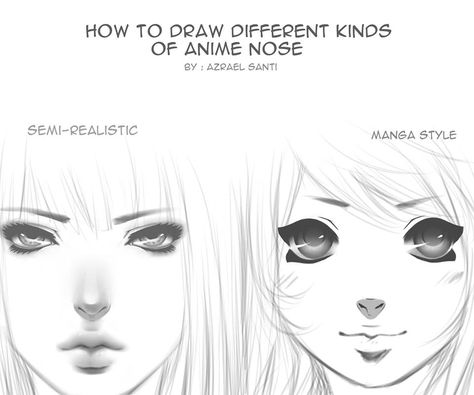 Different kinds of anime nose by Azrael Santi How Do Draw Nose, Nose Sketch Anime, Anime Nose Tutorial, How I Draw Noses, Nose Drawing Digital, Nose Anime Drawing, How Draw Nose, Drawing Anime Nose, Anime Nose Sketch