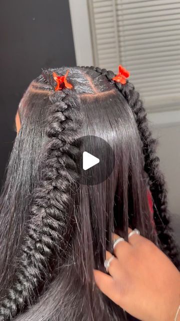 SantanaStylezz💕🐐 on Instagram: "Quick Weave W/ 2 Butterfly Stitch Braids Tutorial😮‍💨😮‍💨🔥 Using @ulahair Use Code: ULA$$ For $ Off!🫶🏽  Follow me for more content! • • • • • #knotlessbraids #chicagohairstylist  #chicagobraider #indianabraider  #senegalesetwist #bohobraids #chicagostyles #closure #closuresewin #frontal #tribals #stichbraids #indianahairstylist #braidedwig #sewin #stitchbraidclass #wig #wiginstall #wiginfluencer #bob #quickweave #quickweave2stitchbraids #SantanaStylezz 🐐" Feed In And Quick Weave, 2 Feedin Braids With Quick Weave, Cornrow With Sew In, Braids W Sew In, Quick Track Hairstyles, 2braids Quick Weave, Hairstyles With Bangs And Braids, Quick Weave Hairstyles Flip Over, Up Down Sew In Weave