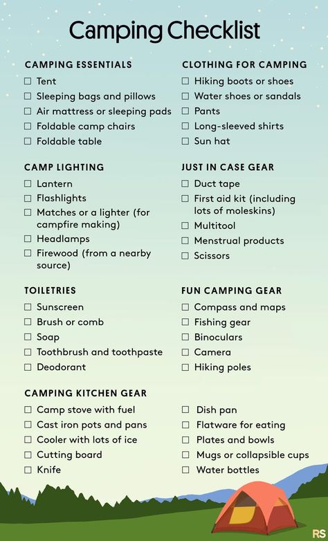 Hike In Camping, Things To Pack For Camping Teens, Camping Packing Checklist, Tent Camping Supplies, Camping Trips Ideas, Camper Camping Checklist, Camping In Camper, Things Needed For Camping, Camping Needs List