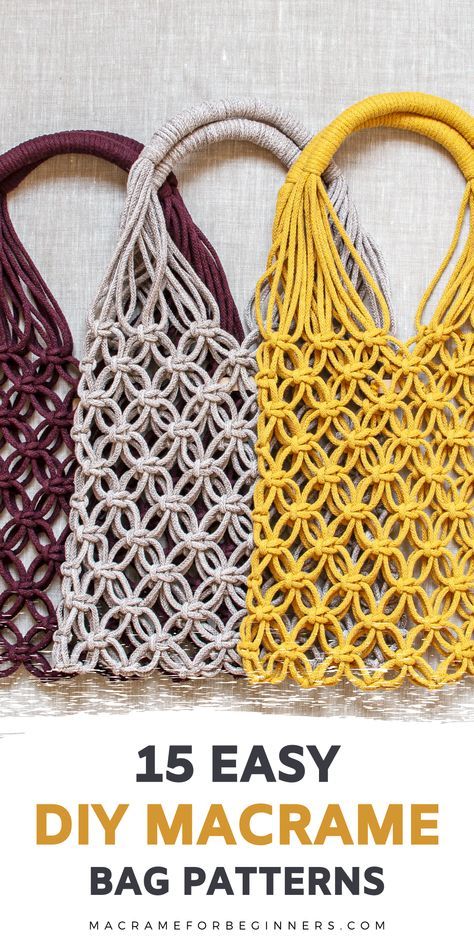 Did you know it’s super easy to make your own gorgeous Macrame bag? Luckily, it only takes a few basic knots to get started. Here are 15 easy to follow Macrame DIY tutorials and patterns to inspire your next Macrame fashion project! #macrame #macrameforbeginners #macramebag #fiberart Easy Diy Macrame, Macrame Fashion, Basic Knots, Winter Yoga, Macrame Bags, Free Macrame Patterns, Macrame Plant Hanger Patterns, Macrame Knots Tutorial, Sac Diy