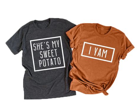 PRICES MAY VARY. ★★Material: This cute Thanksgiving shirts are made of Cotton Blend, super soft and comfortable to wear. ★★Features: Matching Shirts for Couples, She's My Sweet Potato I Yam Letter Print T-Shirts, Cute Graphic Tees, Casual Short Sleeve Tops Shirts, Wife And Hubs Shirts, Thanksgiving Gift Tshirt. ★★Occasions: Cute style is perfect for your boyfriend, girlfriend, your wife, or your husband. Suitable for any Thanksgiving events, honeymoon, wedding day, wedding anniversary, valentine Couples Thanksgiving, Potato Shirt, Funny Letters, Couple Tees, Husband Shirts, Matching Couple Shirts, Couple Tshirts, Cute Graphic Tees, Thanksgiving Ideas