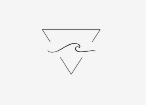 Triangle Water Tattoo, Wave And Palm Tree Tattoo Simple, Triangle Ocean Tattoo, Water Signs Tattoo, Bermuda Triangle Tattoo, Wave Triangle Tattoo, Triangle Wave Tattoo, Upside Down Triangle Tattoo, Water Wave Tattoo