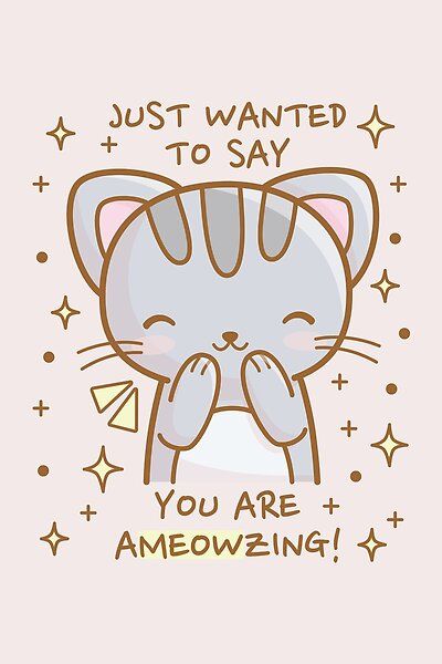 Kawaii, Funny Cat Doodle, Mood Drawing, Cat Pun, Punny Cards, Cat Puns, Doodle Design, Cat Doodle, You Are Cute