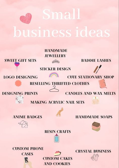 success aesthetic quotes Business Idea Aesthetic, Fun Business Ideas For Women, School Bussines Ideas, Small Boutique Items To Sell, Teenage Small Business Ideas, Homemade Small Business Ideas, One Person Business Ideas, Small Business At Home Ideas, Ideas For Own Business