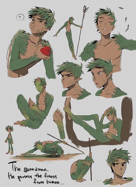 Grass Character Design, Dnd Plant Character, Nature Fairy Character Design, Forest Fairy Character Design, Plant Fairy Character Design, Plant People Drawings, Peter Pan Character Design, Smart Character Design, Weather Character Design