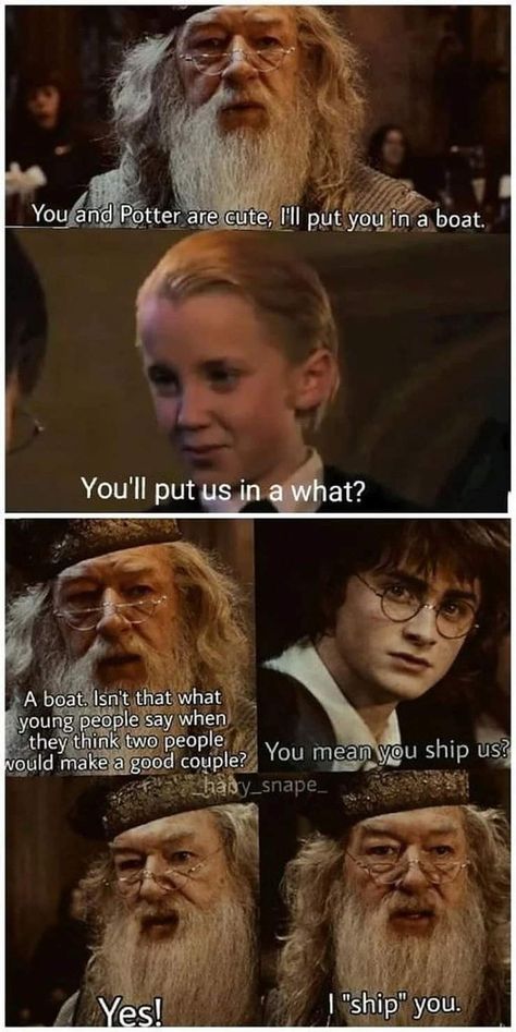 Seems like Drarry has Dumbledore's stamp of approval 😉😂 Funny Harry Potter, Funny Harry Potter Memes, Harry Potter And Draco, Draco Malfoy Funny, Funny Harry Potter Jokes, Drarry Fanart, Gay Harry Potter, Harry Potter Memes Hilarious, Harry Potter Comics
