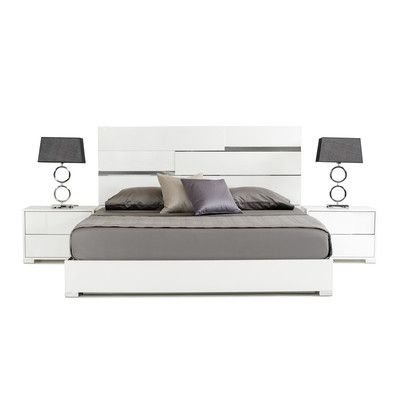 VIG Furniture Modrest Ancona Platform Customizable Bedroom Set Modern White Bed, Modern White Bedroom, White Bedroom Set, White Bed Frame, Eastern King Bed, White Bed, White Bedroom Furniture, King Bedroom Sets, Queen Size Bed Frames