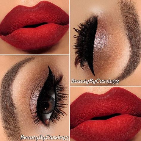 Red Lipstick Looks And#8211; Get ready for a new kind of MAGIC ★ See more: http://glaminati.com/red-lipstick-looks/ Makeup For Red Lips, Eye Makeup For Red Lips, Makeup Bibir, Redlips Makeup, Red Lipstick Looks, Seductive Eyes, Make Up Designs, Beautiful Eyeshadow, Classic Glamour