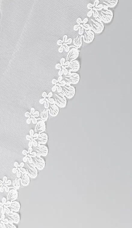 White Lace Design On Suits, Lace Designs On Suits, Embroider Flower, Scallop Embroidery, Trims Fashion, Wedding Veils Lace, Scallop Edge, Hand Embroidery Design Patterns, Embroidered Clothes
