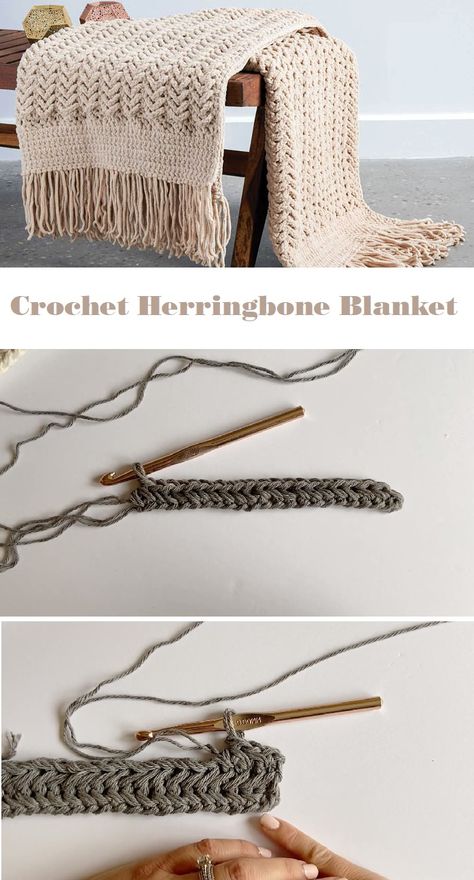 Couture, Afghan Hook Crochet Patterns Free, Bernat Herringbone Crochet Blanket, Crochet Blanket Patterns Modern, Modern Crochet Blankets, Blanket Stitches Crochet, Crochet Blanket Bedroom, Herringbone Crochet Blanket, Herringbone Stitch Crochet