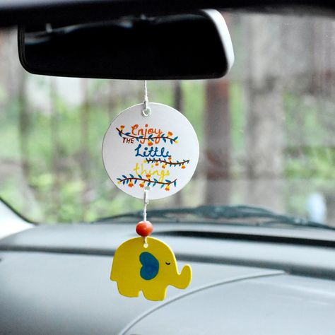 Colour Decor, Car Adventure, Car Mirror Hanging Accessories, Car Hanging Accessories, Mirror Car Accessories, Diy Magnets, Flower Pot Art, Rear View Mirror Accessories, India Design