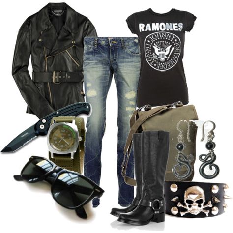 Lady Biker Outfits, Ramones Outfit, Punk Rock Chic, Tshirt Making, Motorcycle Boots Outfit, Biker Chick Style, Biker Chick Outfit, Rocker Chic Style, Chick Outfit