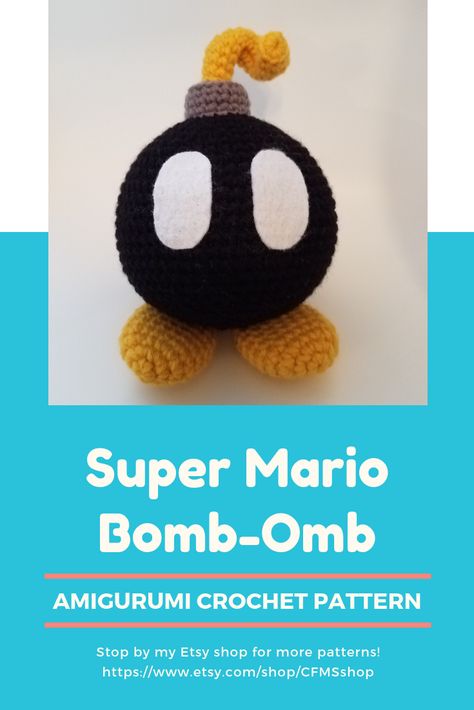 Super Mario Inspired Bomb-Omb Amigurumi Crochet Pattern PDF $5 Amigurumi Patterns, Crochet Game, Crochet Amigurumi Free Patterns, Crochet Amigurumi Free, Crochet For Boys, Amigurumi Crochet Pattern, Love Crochet, Amigurumi Free Pattern, May 5