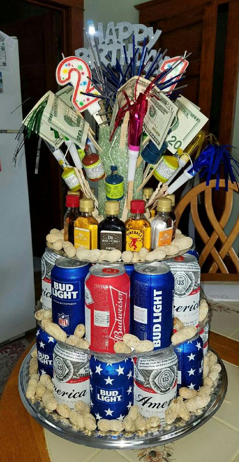 Beer Can Birthday Cakes For Men, 21st Beer Cake, 21st Birthday Beer Cake For Guys, Birthday Gift Ideas For 21 Year Old Guy, 21st Birthday Guy Ideas, 18th Birthday Party Decorations For Guys, 21st Birthday Party For Guys, Boy 21st Birthday Cake, 21st Birthday Presents For Boyfriend