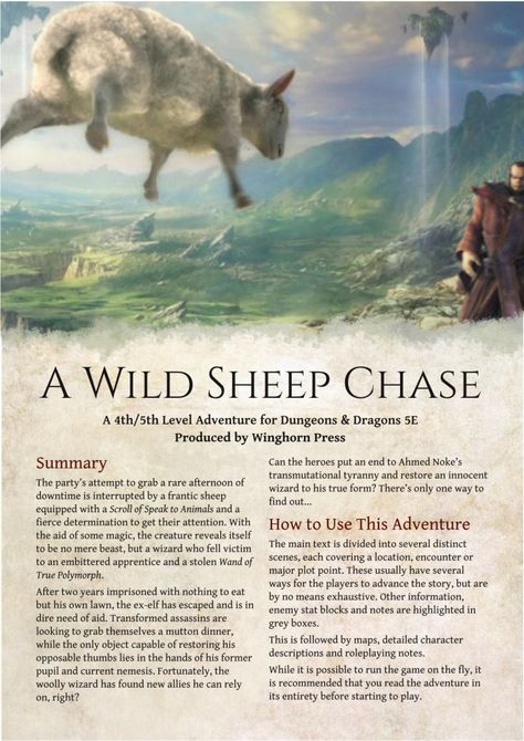 A Wild Sheep Chase, Wild Sheep, Dnd Stories, Dungeon Master's Guide, Dungeons And Dragons 5e, Dnd 5e Homebrew, Dungeons And Dragons Game, One D, Dungeon Maps