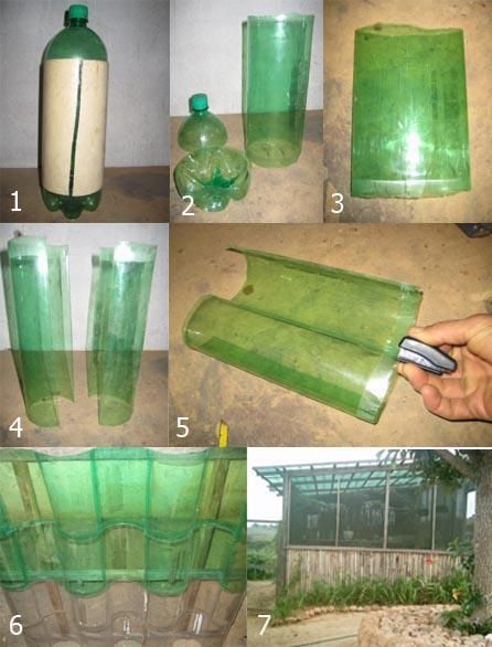Homesteading / Survivalism    Awesomely creative way of making corrugated roofing from soda bottles for a greenhouse or shed. Diy Bouquet Wrap, Reuse Plastic Bottles, Jardim Diy, نباتات منزلية, Corrugated Roofing, Ribbon Crafts Diy, Bouquet Wrap, Diy Greenhouse, Plastic Bottle Crafts