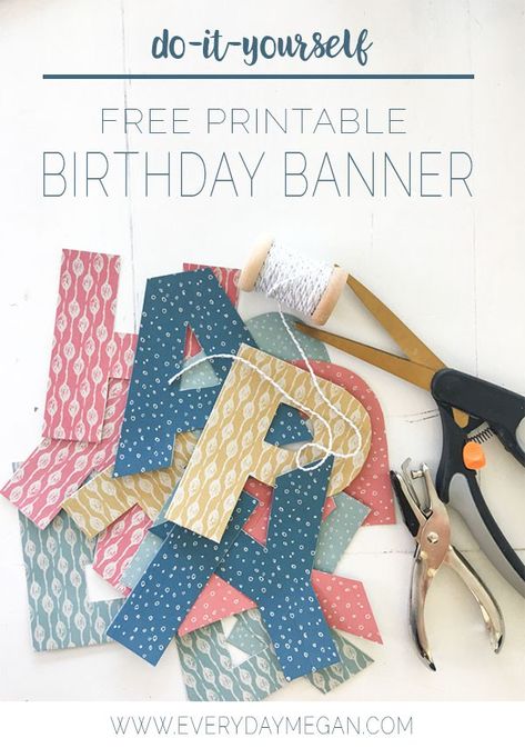 Make any birthday party decoration extra cute with this quick and easy Free Printable Birthday Banner! Print, cut and create! Happy Birthday Pennant Banner, Printable Birthday Banner Template, Happy Birthday Banner Cricut, Circuit Birthday Decorations, Thank You Banner Printable Free, Banner Diy Ideas, Cricut Banner Template Free, Diy Birthday Banner Ideas, Birthday Banner Svg Free