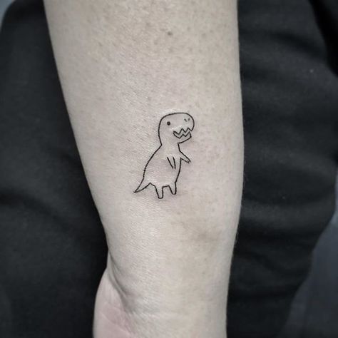 Tiny Trex Tattoo, Tiny T-rex Tattoo, Rex Tattoo, T Rex Tattoo, Always Tattoo, Small Sister Tattoos, Matching Friend Tattoos, One Line Tattoo, Magic Runes