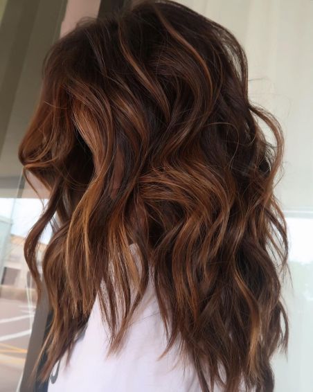 Copper Caramel Highlights on Brown Base Caramel Highlights, Caramel And Copper Highlights, Copper Highlights On Dark Hair, Hair For 2023, Caramel Highlights On Brown Hair, Highlights On Brown Hair, Fall Hair Color Trends, Dark Hair With Highlights, Brown Hair With Highlights