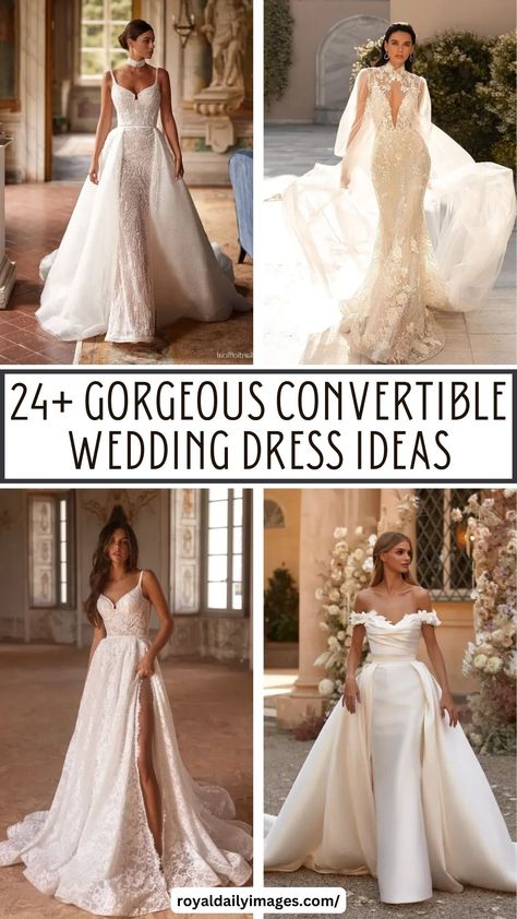 convertible wedding dresses Wedding Dress With Removable Skirt And Sleeves, Mermaid Wedding Dress Detachable Train, Wedding Dress Two In One Convertible, Converting Wedding Dress, Removable Wedding Dress Train, Wedding Gowns Detachable Skirt, Tulle Jacket Wedding, Wedding Dress Detachable Skirt Convertible, Mermaid Wedding Dress With Removable Skirt