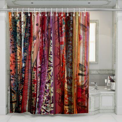 Spend more time enjoying your bathroom and less time worrying about bathroom odors with this beautifully designed, mold and mildew-resistant shower curtain! Made with heavyweight polyester for a luxurious touch that helps reduce bathroom odors. We print with sublimation dyes that bind to the fabric so your new shower curtain is machine washable and you'll never have to worry about fading. Size: 90" x 70" | Bungalow Rose Floral Single Shower Curtain Polyester | 90 H x 70 W in | Wayfair Fun Shower Curtains Bathroom, Creative Shower Curtain Ideas, Funky Shower Curtain, Apartment Bathroom Inspiration, Leopard Curtains, African Shower Curtain, Rich House, Bathroom Odor, Zen Den