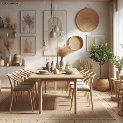 Scandinavian Dining Room - Embrace Natural Materials Aesthetic Dining Room, Interior Dining Room, Bedroom Ideas Bohemian, House Decoration Items, Design Dining Room, Dining Room Interior, Boho Dining Room, Bohemian Dining Room, Scandinavian Dining Room