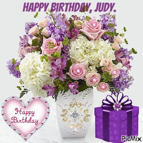 Birthday Happy Birthday Judy Gif, Happy Birthday Judy, Birthday In Heaven Quotes, Happy Birthday Free, Birthday In Heaven, Heaven Quotes, Birthday Gif, Birthday Fun, Animated Gif