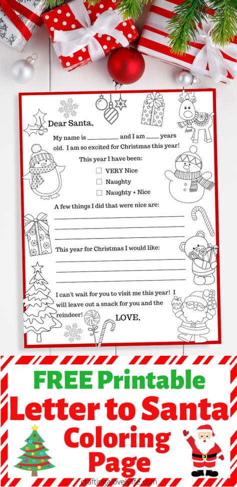 Your kids will love creating a personal Letter to Santa! Have your kids fill out and color this FREE printable Letter to Santa Template each year! They become an awesome keepsake to look back on when kids are older. #Christmascrafts #activitiesforkids #Christmas #coloringpages #freeprintable #Christmascraftforkids #Christmasprintable Natal, Christmas Letter Template Free, Kids Christmas Letter, Christmas Letter To Santa, Letter To Santa Template, Museum Program, Letter To Santa Printable, Printable Letter To Santa, Santa Coloring