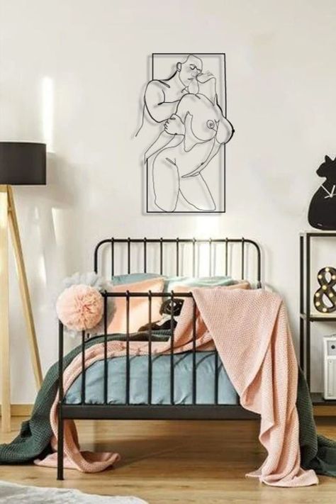 We bring adult content one line metal wall art to your private living space.
Erotic nudity sculpture will be a meaningful gift for Valentine's Day decor. Wire wall art will add meaning to your hot moments on the bed decor. Minimalist Bedroom Decor, Bedroom Cupboard, Art Above Bed, Bedroom Cupboard Designs, Above Bed, Elegant Bedroom, Scrap Metal, Projects Ideas, Couple Art