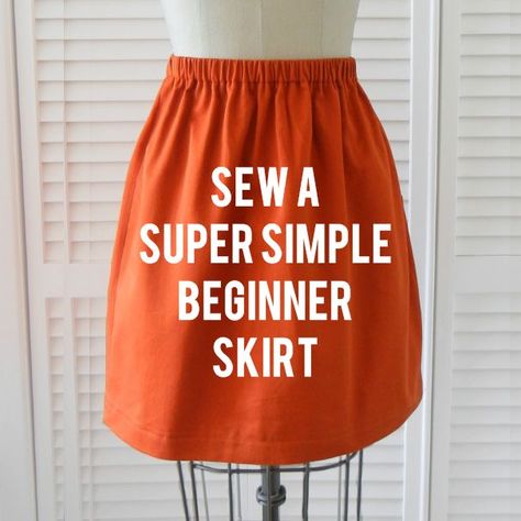 Super Simple Skirt Elastic Waist Skirt Pattern, Syprosjekter For Nybegynnere, Skirt Sewing Tutorial, Diy Sy, Skirt Diy, Simple Skirt, Sewing Dress, How To Make Skirt, Sewing 101