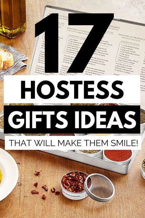 Bringing along a token of your gratitude to a dinner party is always a good idea. Hostess gift ideas can be personal items, household items, or even gift cards. Here are 17 hostess gift ideas to show your appreciation and make your friend smile. #hostessgifts #giftguide #hostessgiftguide #hostessgiftideas #housewarminggiftideas Dinner Party Table Gifts, Gifts For Hostess House Guests, Gifts For Party Host, Beach House Hostess Gift Ideas, Halloween Hostess Gift Ideas, What To Bring To Dinner Party, What To Bring To A Dinner Party, Last Minute Hostess Gifts, Friendsgiving Hostess Gift
