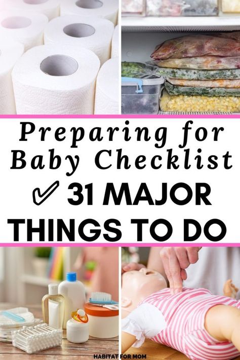 Preparing for Baby Checklist, 31 Major Things To Do. Here are 31 things you mUST do before baby arrives. #preparingforbabychecklist #babychecklist #pregnancychecklist #pregnancy #habitatformom Before Baby Arrives Checklist, Baby Timeline, Sofia Grace, To Do Before Baby Arrives, New Baby Checklist, Baby Remedies, Easy Labor, First Time Pregnancy, Pregnancy Workouts