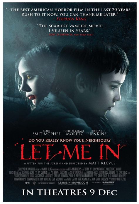 "Let Me In" (2010) - One of my favorite horror movies of the past decade Elias Koteas, Human Centipede, Stephen King Movies, Cinema Design, Female Vampire, Vampire Movies, رعب نفسي, Evil Dead, See Movie