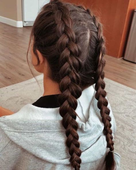 French Braid Hairstyles For Long Hair, Braided Pigtails Hairstyles, Braided Hairstyles For School, Loose French Braids, Two Braid Hairstyles, Dutch Braid Hairstyles, Extension Hair, Sport Hair, Sports Hairstyles